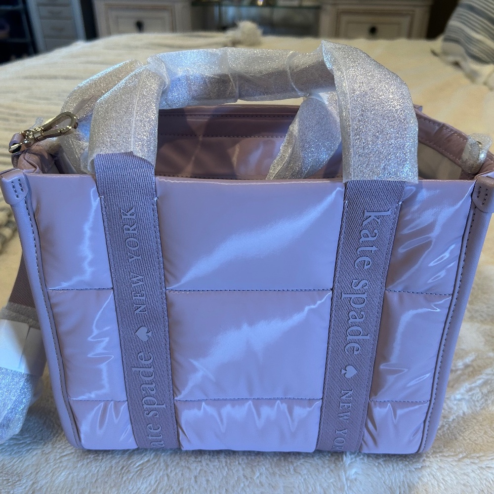 NWT Kate Spade Lavender Puffy Fabric Tote Bag